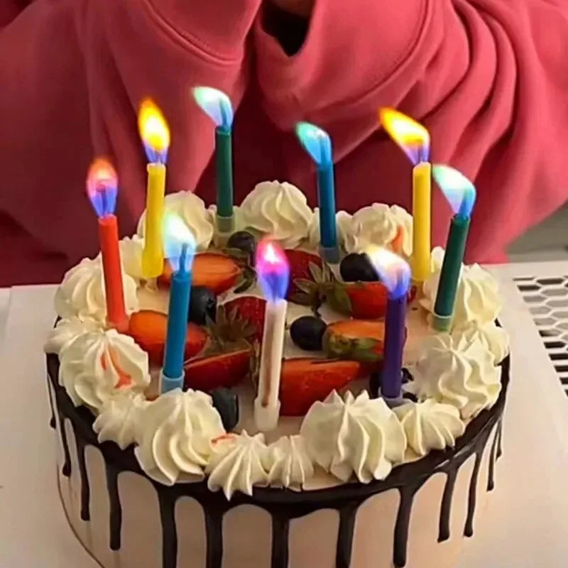 Multicoloured Colourful Flame Candles, 5/12 Pack, Suitable for Birthday Cakes, Birthday Party and Wedding Decorations